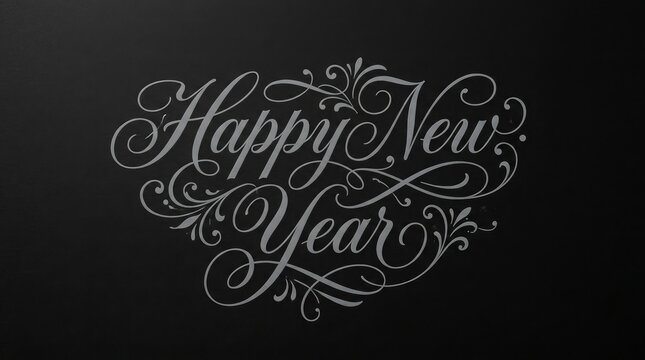 Elegant cursive happy new year greeting design
