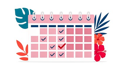 Obraz premium Monthly planner calendar with completed checklist for schedule planning and time management