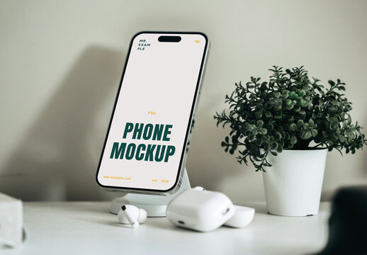 Phone in Dock Station Mockup