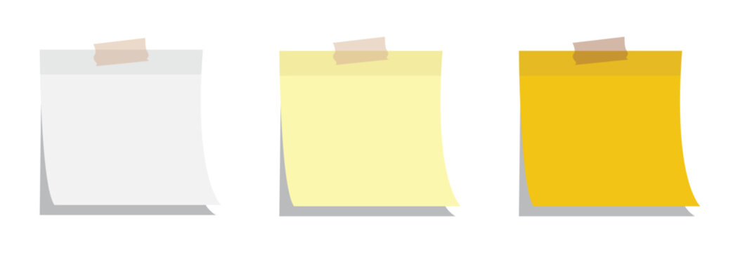 Set of blank sticky note with duct tape. Note paper with adhesive tape. Office reminder notes set. post it note paper, memo reminder.	
