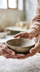 Fototapeta premium Social Reformats Sharing a Handmade Ceramic Bowl Between Participants