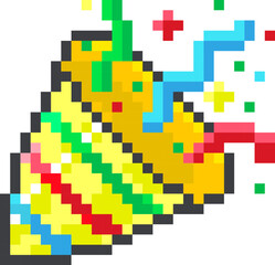 Obraz premium Confetti Popper Bursting Pixel Art