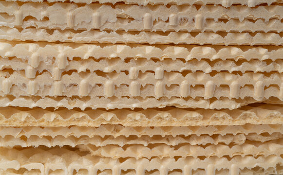 Waffle textured background, crispy wafer cake pattern