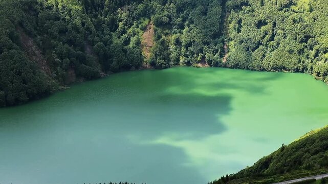 Amazing view of the Sete Cidades lakes from the viewpoint Azores Portugal