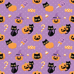 Obraz premium Candy Witch Cat Pattern