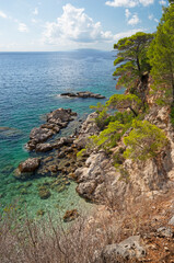 Fototapeta premium Croatia - The beautiful coast of Peliesac peninsula near Zuliana