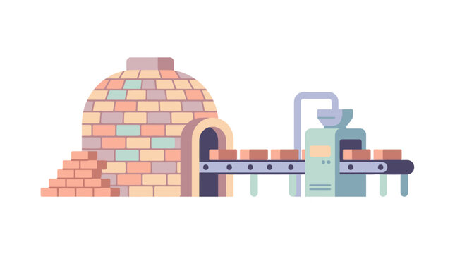Brick Kiln and Conveyor Belt System for Brick Production.