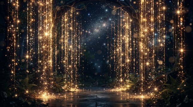 Elegant chandelier with hanging crystals in dark setting