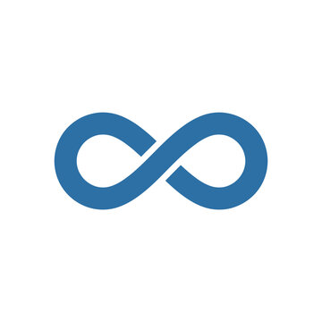 Blue infinity symbol representing endless loop and eternity concepts.