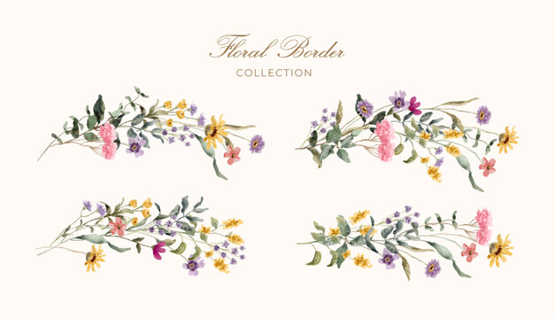 beautiful wildflower watercolor border collection