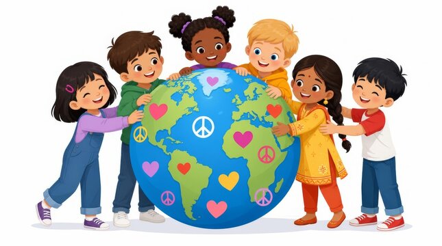 children global day poster 2d animation concept