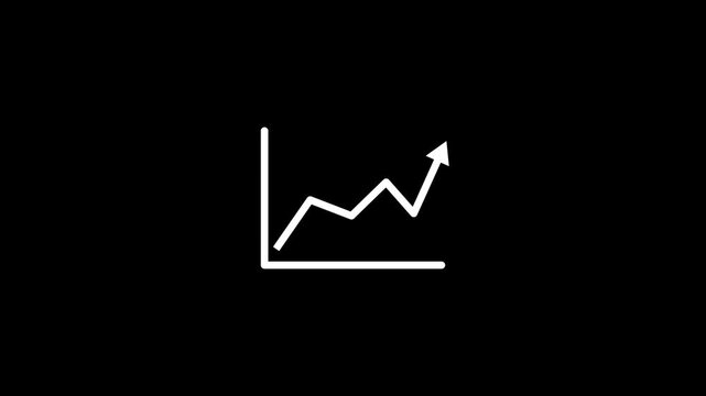 Statistics bars columns growth arrow up. Abstract business growth and graph chart icon animation on black background.