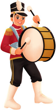 Boy Marching Band Bass Drummer Illustration