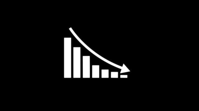 Animated down graph icon designed in flat icon style. Finance, Business Info graphic animation, Business Loss Analysis, Economic Recession, Stock Market Crash, Investment Risk, 4K Motion Graphics.