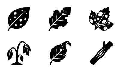Obraz premium Plant Disease Icons, Botanical Illness Vector Set, Agricultural Pest Symbols, Organic Decay Graphics, Garden Health Problems Collection
