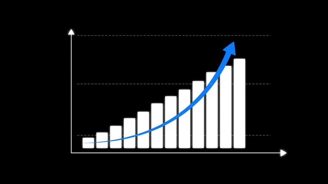 Business target growth of new year concept, Businesswomen analyzes business growth by graphics, Target plan, goal setting objectives and success. Growth, arrow up. Finance, Bar graph going up 4k..