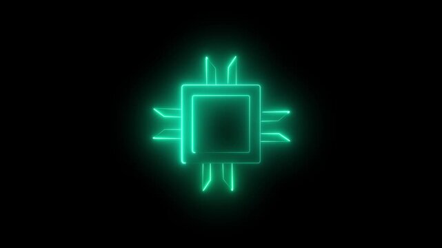 Central processing unit computer chip with pulsating circuit board and electric current flowing in abstract digital environment for advanced ai computing and data processing technology 4K video.
