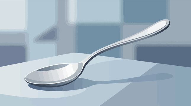Shiny silver metal spoon resting on table