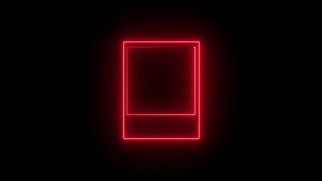 Neon glow line picture frame animation, photo, mockup, scrapbook. photo Frames: Vintage Polaroid Photo Frame Instant Picture Memory Album Overlay, 4K Motion Graphics..