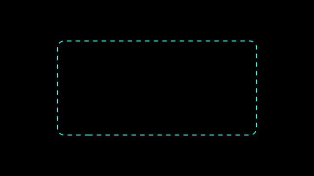 Dotted line rectangle frame animation Animation of a dotted line path from left to right point. border frame dotted line animation abstract motion graphic overlay video..