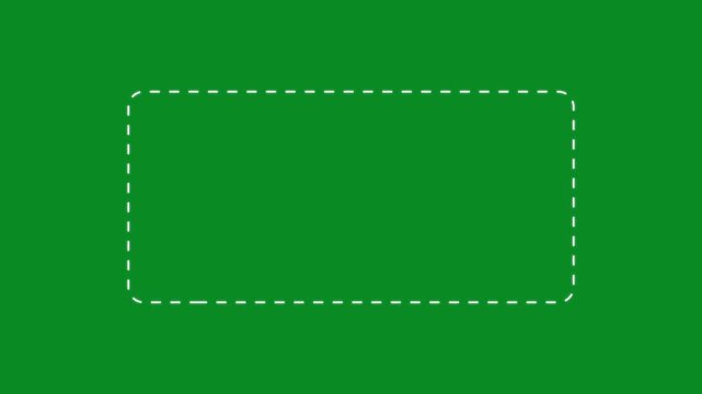 Dotted line rectangle frame animation Animation of a dotted line path from left to right point. border frame dotted line animation abstract motion graphic overlay video..