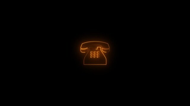 Animated glowing Abstract glowing neon telephone icon animation. concept of call icon Glowing neon light telephone icon animation on black background. ck motion video animation icon on a background.