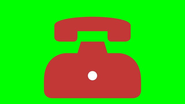 Red vintage telephone icon on a bright green background.