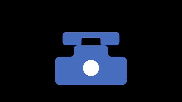 Simple Blue Telephone Icon on Black Background.