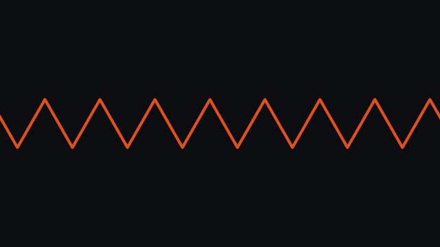 Zigzag line creates a continuous sharp orange wave across a dark horizontal plane.