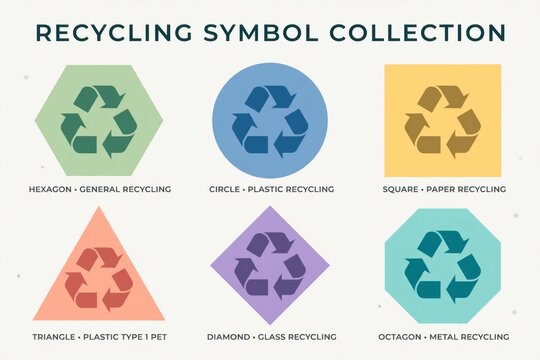 Recycling symbols for waste management set.