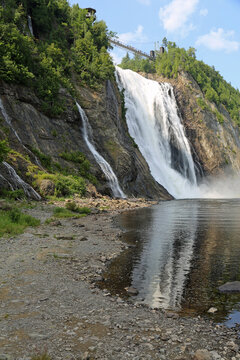 Side view at Montmorency Falls vertical - Quebec, Canada