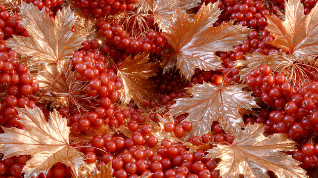 Red Berries and Golden Leaves Arrangement for Seasonal Decor