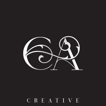 Elegant Silver Gold Double CA Initial Vector Logo for Luxury Wedding Card