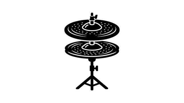 Minimalist black and white hi hat drum cymbal icon for musical percussion instrument visual design with displays high contrast