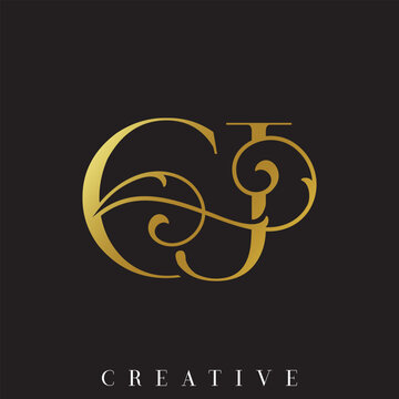 Classy Luxury Silver Gold CJ Monogram Double Initial Vector Logo Design