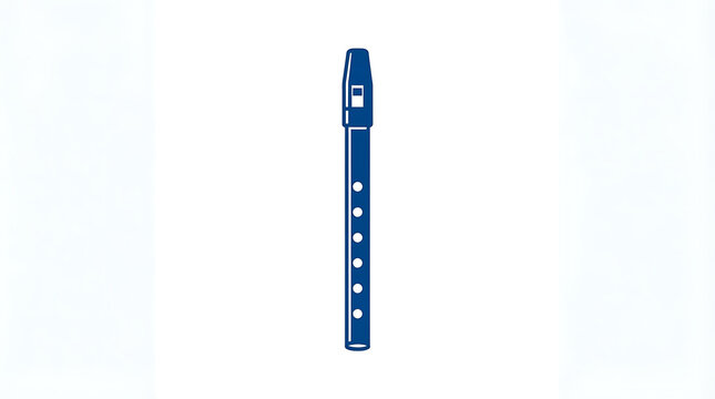 Minimalist blue tin whistle icon featuring simple geometric design elements for musical instrument graphic themes