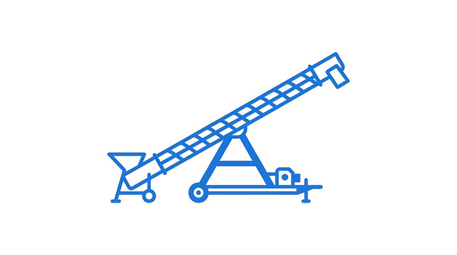 Industrial grain auger conveyor system minimalist outline icon for agricultural machinery with designed agricultural bulk
