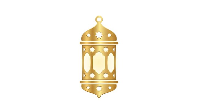 Golden Ramadan lantern icon isolated on white background.