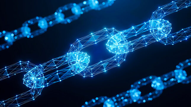 Abstract digital blockchain connection nodes and linkage structure with security