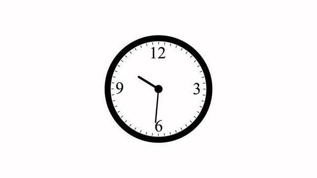 black clock on white background animation day time. Footage. Designed in a minimalist style with smooth motion, ideal for apps,