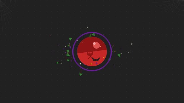 Funny animated video footage with a dark Halloween background theme.