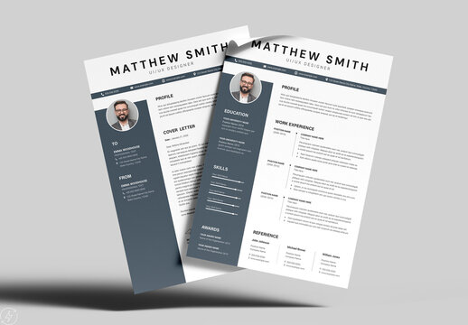 Modern Resume and Cover Letter Template for UI UX Designer &ndash; Professional CV Layout