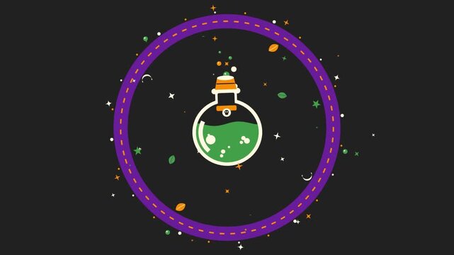 Animated video footage with a dark Halloween background theme.