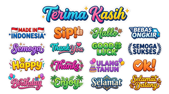 Indonesian Greetings and Phrases Collection: Thank You, Happy Birthday, Welcome, Good Luck