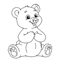 Cute bear cub sitting with folded paws in dotted tracing line art. © The Creative Idea