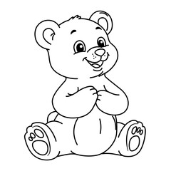 Cute bear cub sitting calmly with folded paws in cartoon line art. © The Creative Idea