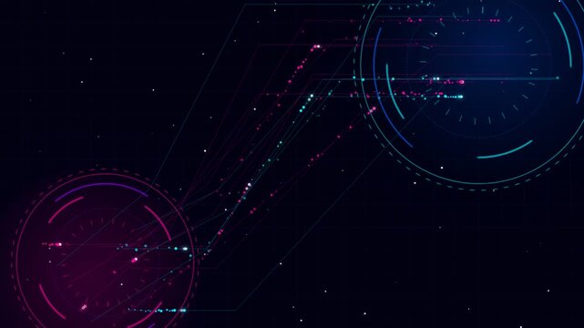 Cyberpunk Cybernetic HUD Core Circuit Loop Magenta Motion Graphic