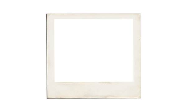 Single vintage polaroid photo frame with white border centered on grey checkered background.