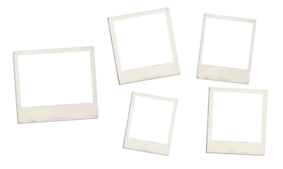 Fotobehang Vintage Five aged vintage polaroid frames arranged on transparent background for photo collage.  © riazul