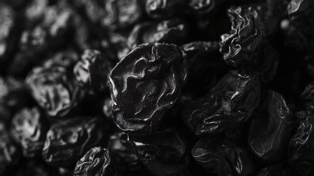 A close-up of black olives nestled in a wooden cask.